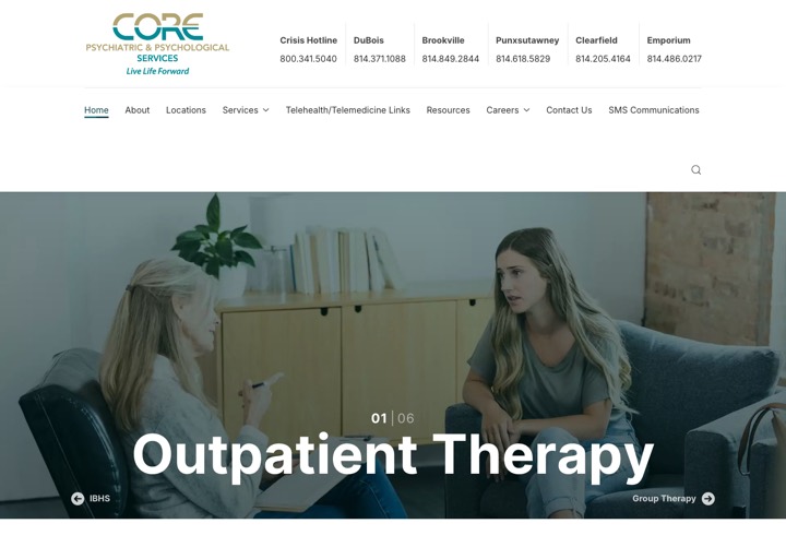 Homepage preview of Core Psychiatric & Psychological Services