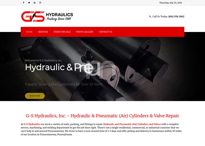 Homepage preview of G-S Hydraulics, Inc.